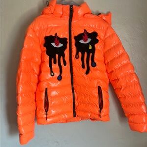 Oranges men’s Puffer Jacket with Eye Design
